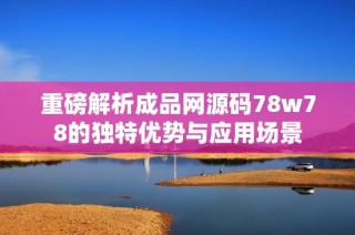 重磅解析成品网源码78w78的独特优势与应用场景