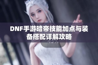 DNF手游暗帝技能加点与装备搭配详解攻略